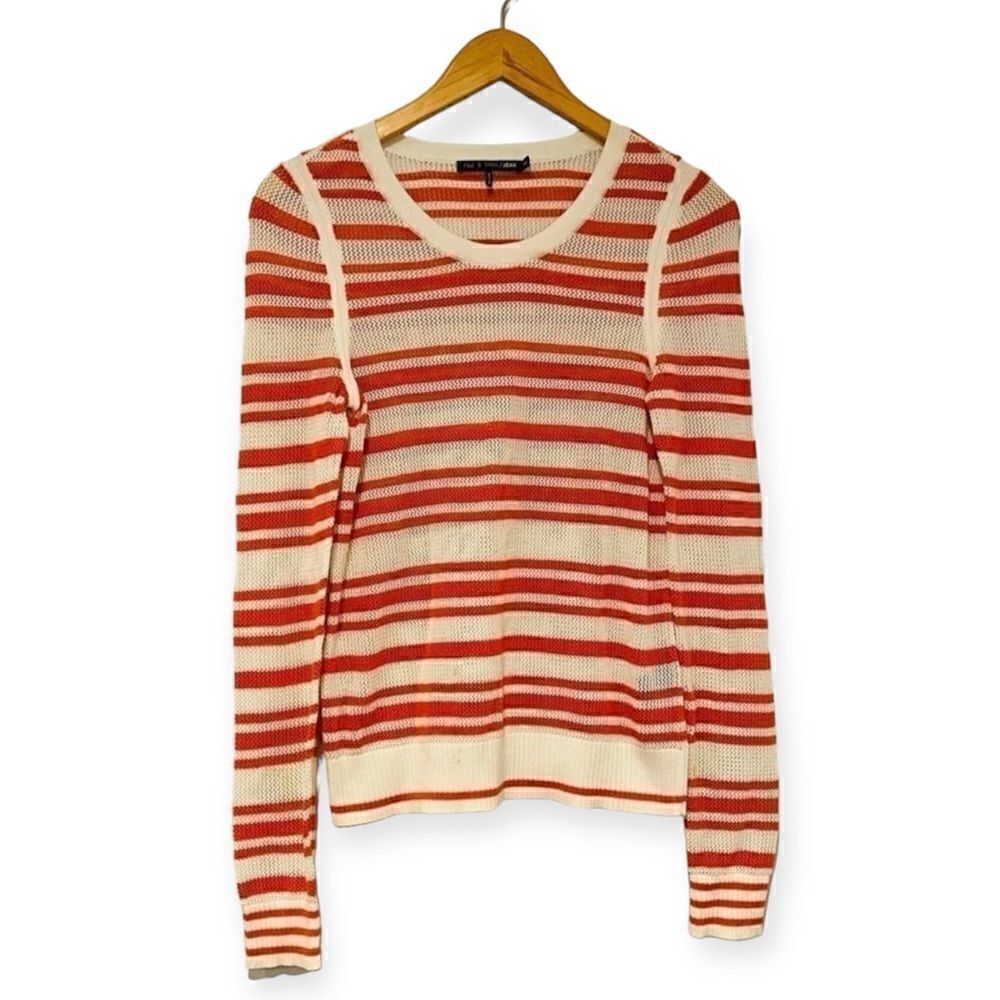 Rag & Bone Jeans Kathie Orange Stripe Sweater Top Size XS